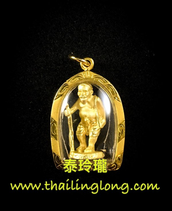 T06 屈辦拍-- 龍婆什雁 2550 儲蓄老人 小立尊 (銅制鍍金版)