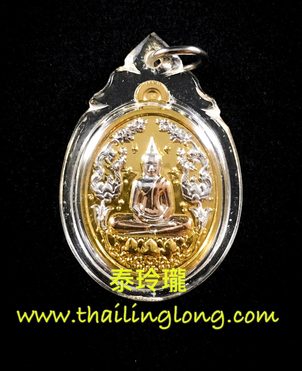 D02 屈所燙-- 大法會開光 2552 所燙佛坐蓮花 雙水龍 (三色金版)